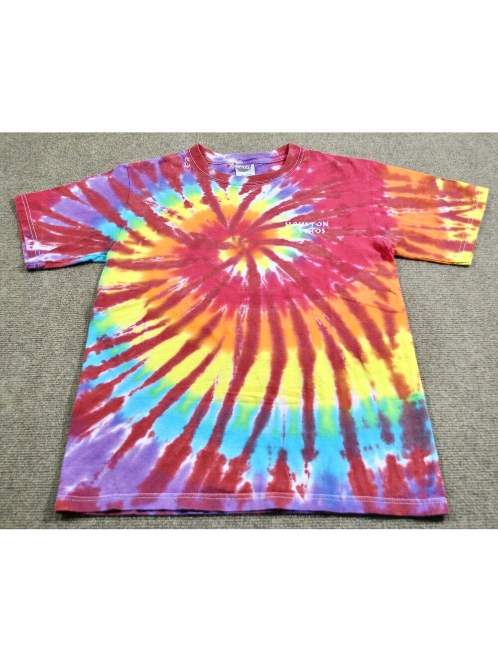 Houston Astros Vintage MLB Baseball Tye Dye Pattern Print Anvil Shirt Small